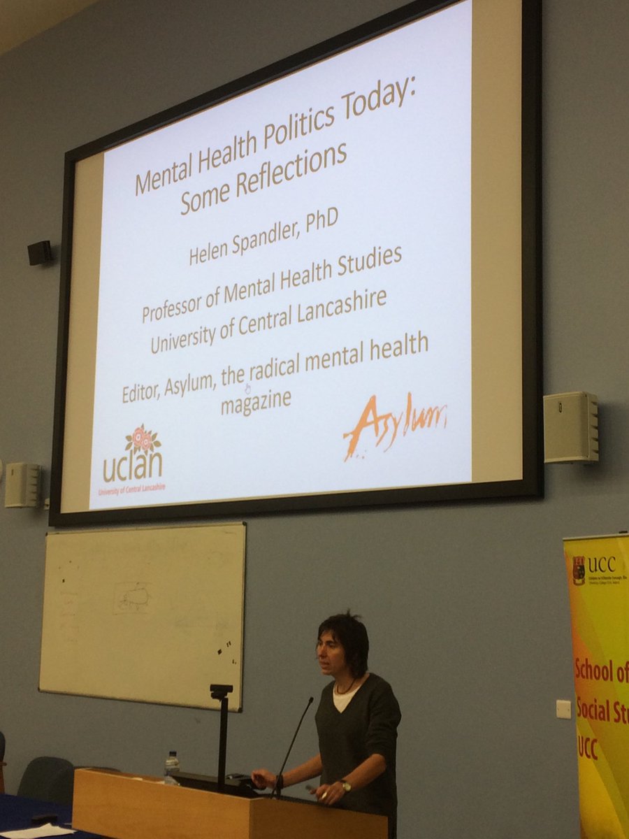 My truly brilliant colleague and comrade Helen Spandler gives keynote talk on mental health politics at Critical Voices conference in Cork ⁦<a href="/CVNIIreland/">CVNI Ireland</a>⁩ ⁦@UCLanResearch⁩ ⁦<a href="/UCLanMH/">UCLan Mental Health</a>⁩ ⁦<a href="/AsylumMagUK/">Asylum Magazine</a>⁩ ⁦@unisontweets⁩ ⁦<a href="/NorthWestUNISON/">UNISON North West</a>⁩