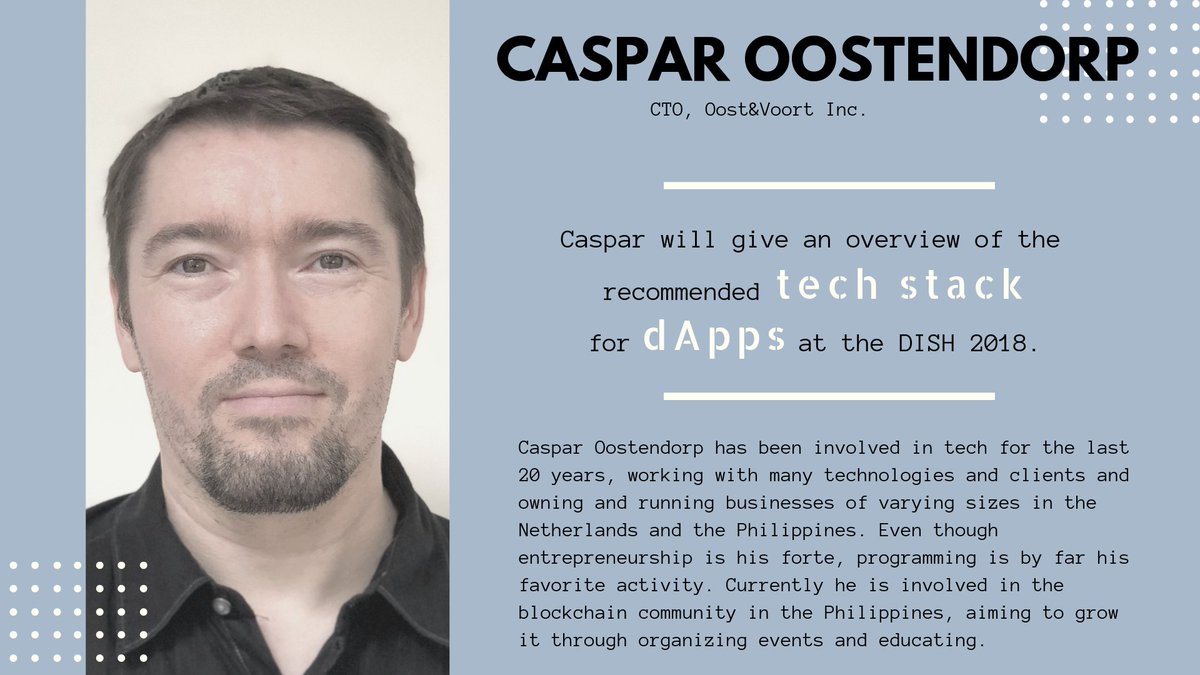 bitchikka's tweet photo. Get to know the speakers/mentors for #DISH2018 - Decentralized Innovation and Startup Hackathon: Caspar Oostendorp &amp; Gautam Anand!

Speaker Introduction: https://t.co/IOgfnhRruX…

Dish 2018: https://t.co/ubDMAqDTpi 

#hackathon #blockchain #Philippines https://t.co/sUwT86DmwD