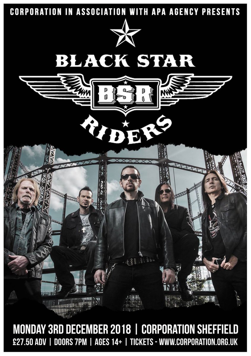 *Competition Time*  @BlackStarRiders play Corporation on Monday 3rd December, along with @TheRisingSouls & @TheHowlingTides   

We have some Free Tickets to giveaway! Give us a retweet and we'll choose a couple of lucky winners! Get retweeting! #blackstarriders #thinlizzy