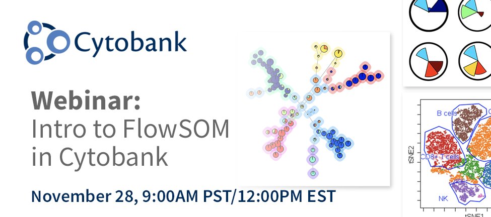 Cytobank (@cytobank) on Twitter photo Next Webinar 11/28: Intro to #FlowSOM w/ guest <a href="/SofieVanGassen/">Sofie Van Gassen</a> of <a href="/InflamResCen/">IRC - VIB/UGent</a> at <a href="/Ugent/">UGent</a> - Get an intro to #FlowSOM in <a href="/Cytobank/">Cytobank</a>. Learn how you can speed time to analysis and quality of clustering with self-organizing maps (SOMs) cytobank.zoom.us/webinar/regist… Next Webinar 11/28: Intro to #FlowSOM w/ guest <a href="/SofieVanGassen/">Sofie Van Gassen</a> of <a href="/InflamResCen/">IRC - VIB/UGent</a> at <a href="/Ugent/">UGent</a> - Get an intro to #FlowSOM in <a href="/Cytobank/">Cytobank</a>. Learn how you can speed time to analysis and quality of clustering with self-organizing maps (SOMs) cytobank.zoom.us/webinar/regist…