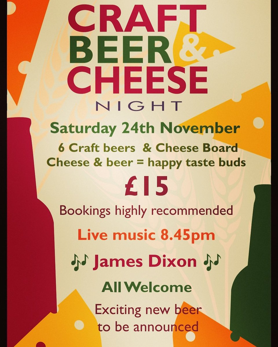 So looking forward to this event we've got some cracking beers &amp; cheese, A new Beer for us to be announced &amp;
Great music from
James Dixon!! Really can't wait