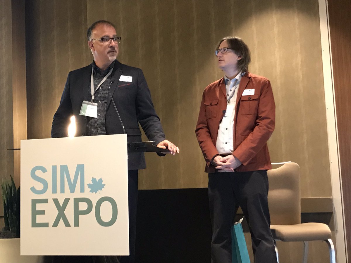 jameslhuffman's tweet photo. #Simexpo18 day 2 kickoff with @feedback_is_key @SIMtim_one @WelcometoSIMone #simulationcanada https://t.co/VBSpUIuqzF