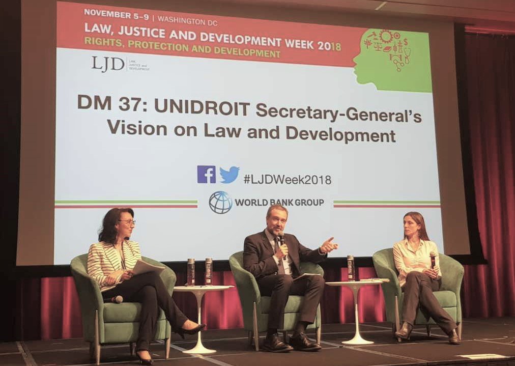 UNIDROITorg's tweet photo. UNIDROIT Secretary-General, Professor Ignacio Tirado, participated in the @WorldBank ’s #LJDWeek2018 in Washington D.C from 5-9 November to pursue further collaboration with the World Bank Group and to raise awareness about #UNIDROIT’s work. Learn more at: https://t.co/culLP2uSNv https://t.co/vKCDSpbYyd