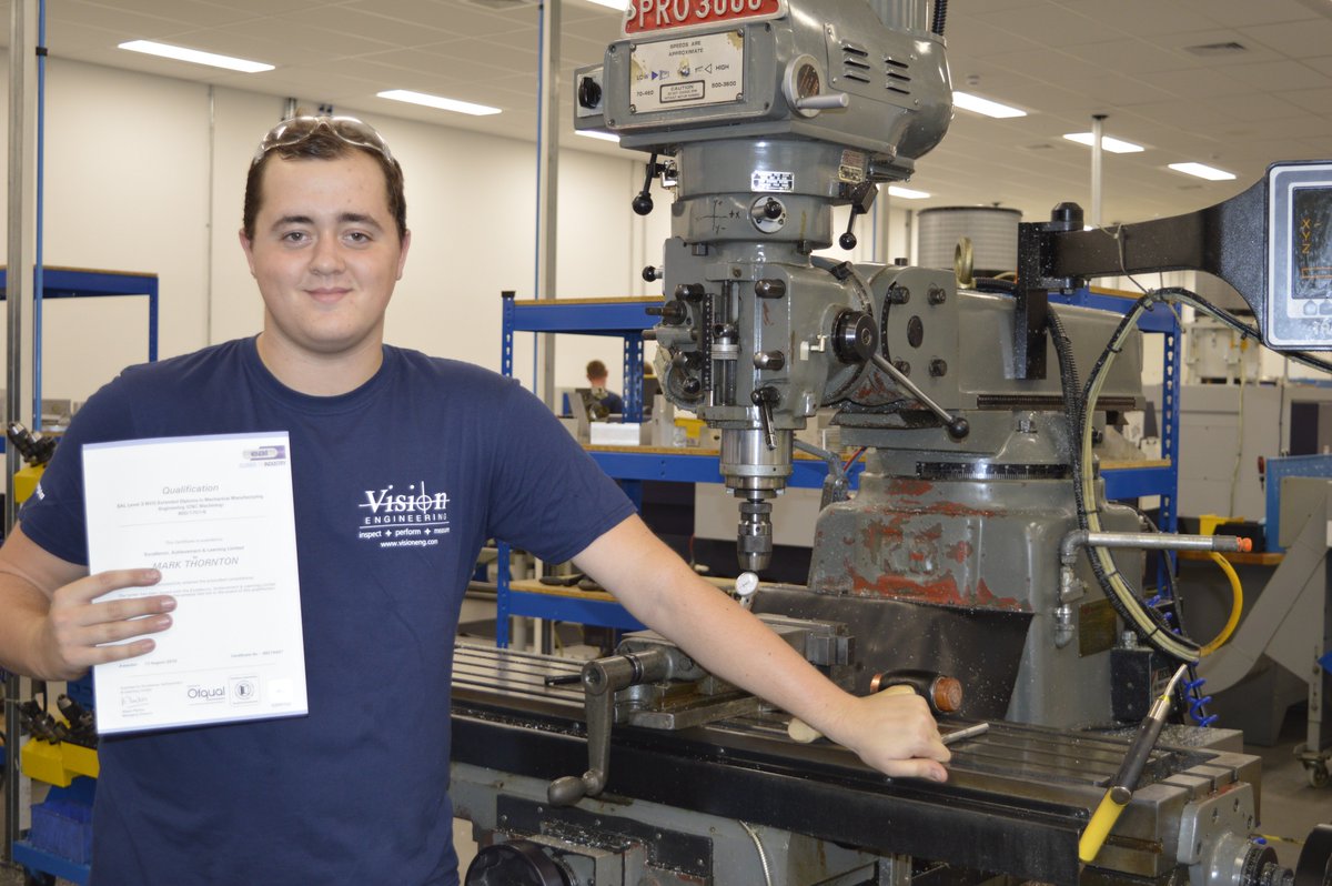 Congratulations to #apprentice Mark Thornton from <a href="/visioneng/">Vision Engineering</a> global HQ, for completing his EAL, Level 3 Extended Diploma in Mechanical Manufacturing Engineering – CNC Machining bit.ly/2OGQZcF