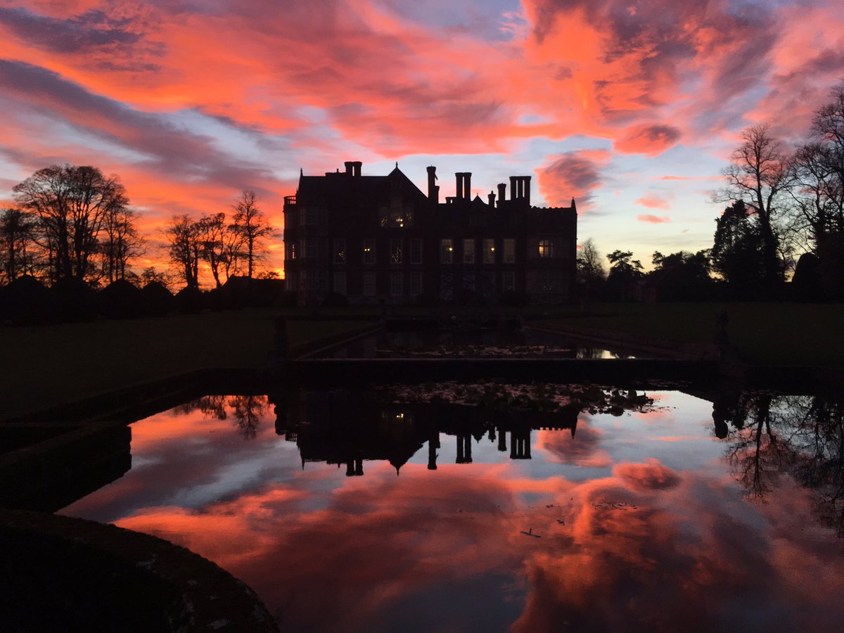 Stunning sunset over @BurtonAgnesHall in East #Yorkshire - a bonus while preparing for some future filming at the Hall #nofilter