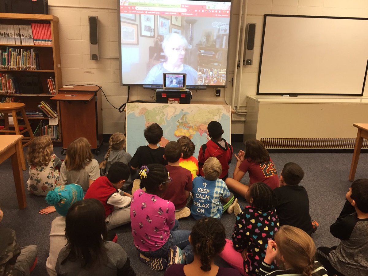 #estesproud #chccs #skypeathon Our 3rd graders skyped with an author in Alaska. So much learned in a wonderful story of love and perseverance. Deep thinking done by Mrs. Gambles class. #mysteryskype