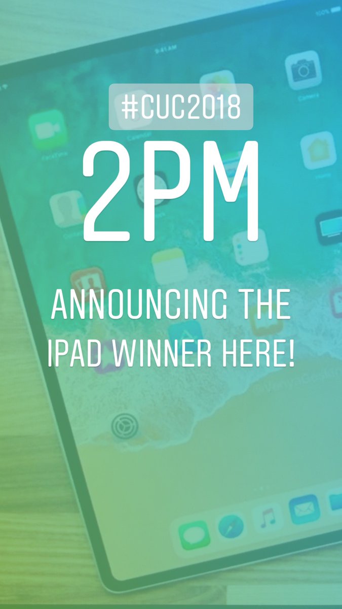 TeamCetaris's tweet image. At 2pm today, we'll be announcing the winner of the #CUC2018 iPad Giveaway on our Instagram story (@teamcetaris)! Stay tuned.