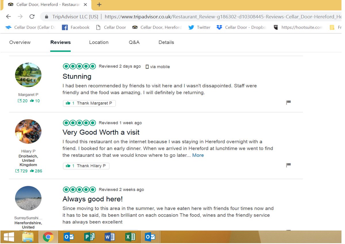 We have the best customers here at Cellar Door.... Thanks for all the lovely reviews that we have had recently on Tripadvisor....