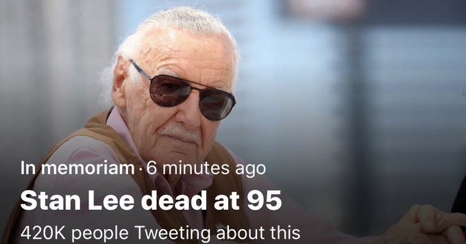 Stan Lee has passed away.