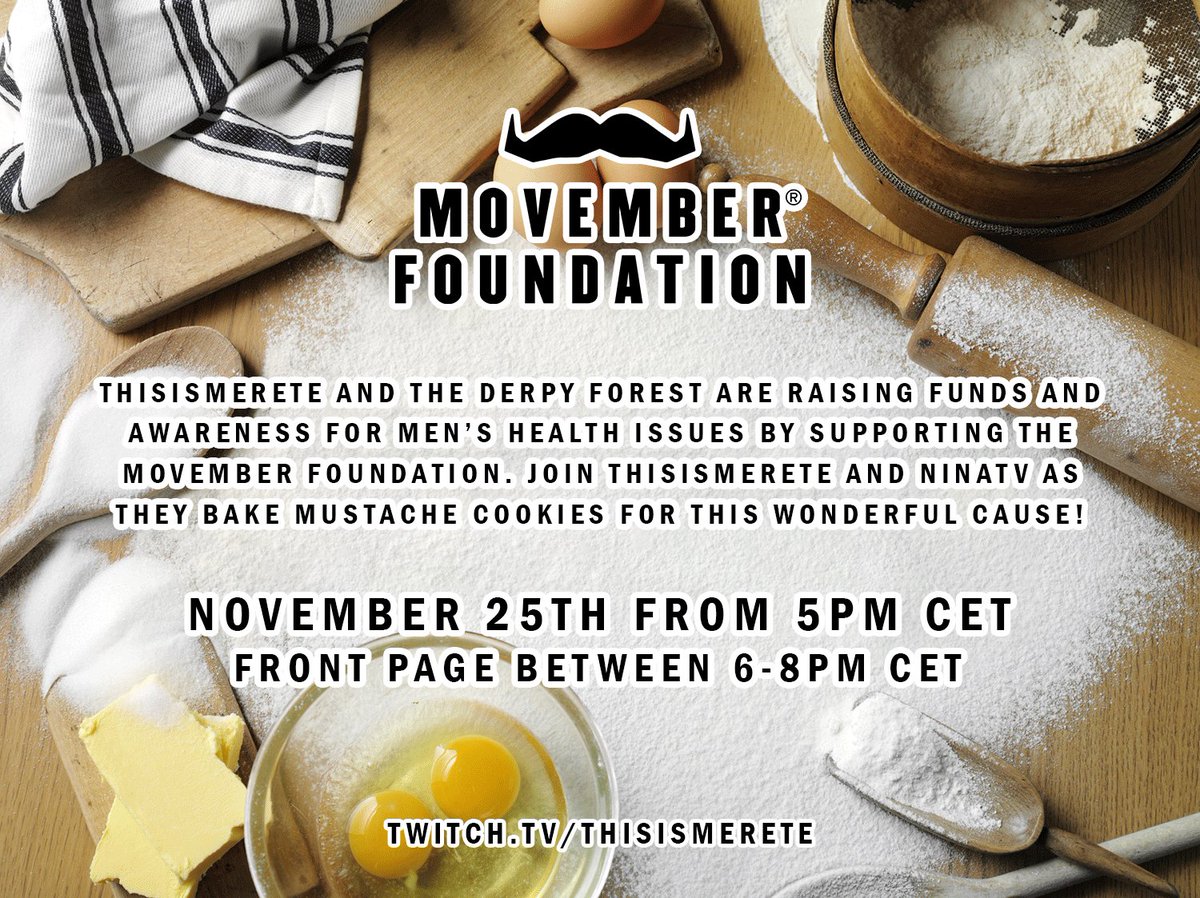 FRONT PAGE, BABY!

It's my pleasure to announce that we will be on front page of <a href="/Twitch/">Twitch</a> on November 25th, supporting <a href="/Movember/">Movember USA</a>! The stream will start an hour earlier than usual, at 5PM CET, and I'll have @NinaTTV with me as a co-host. 

Let's show Twitch what we are made off!