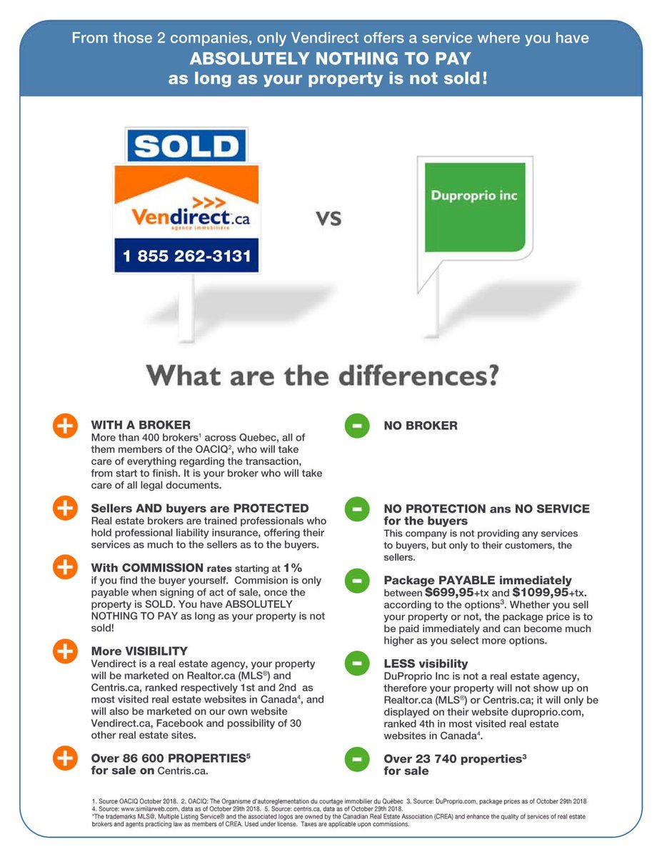 vendirect's tweet image. @vendirect vs @duproprio