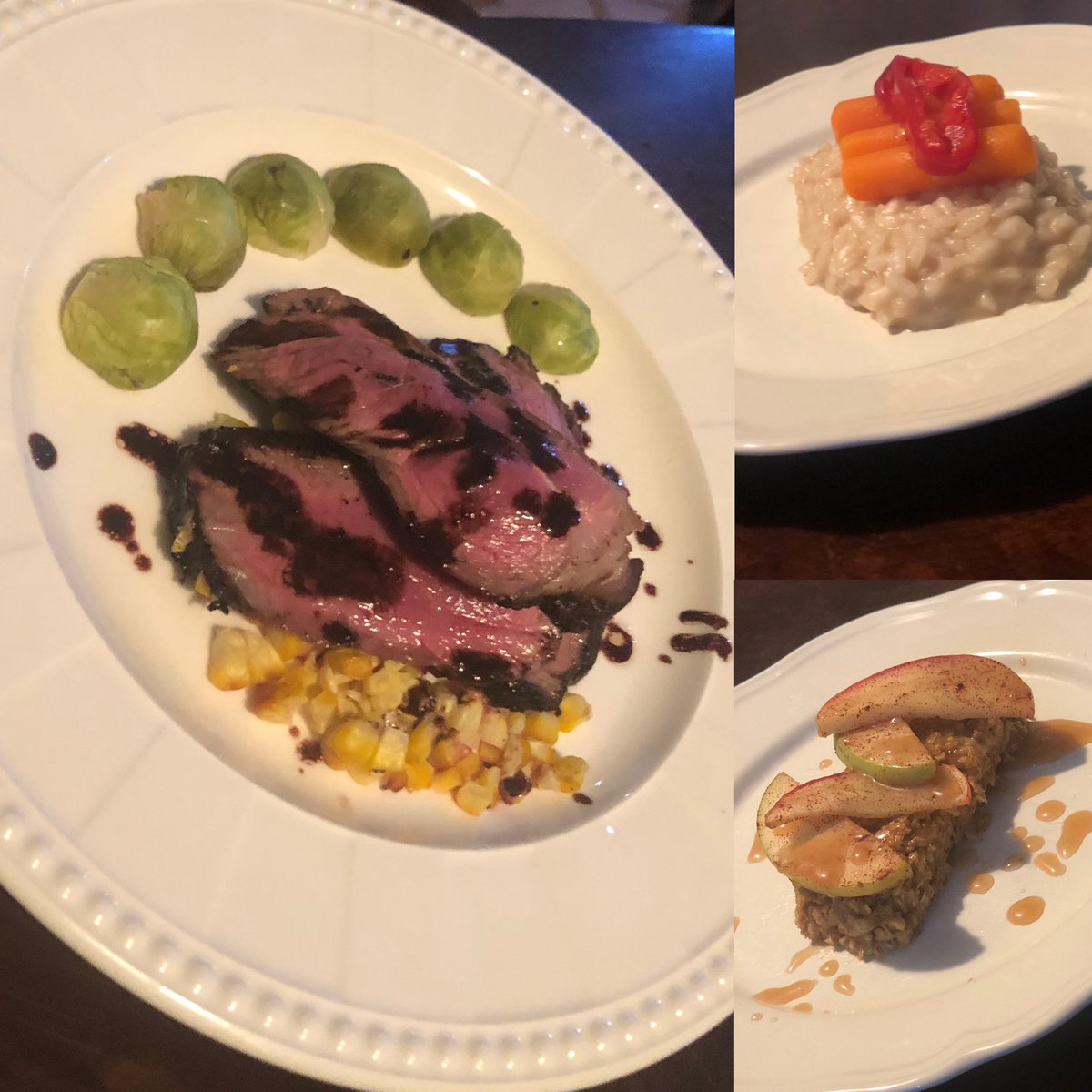 Matrix015's tweet image. Last nights dinner was amazing!
Parm risotto, steak with Brussels sprouts and roasted corn with a reverse apple crumble for dessert!
#misenmade #homecook #foodie #familydinner #thatsnotgravy #redwinereduction