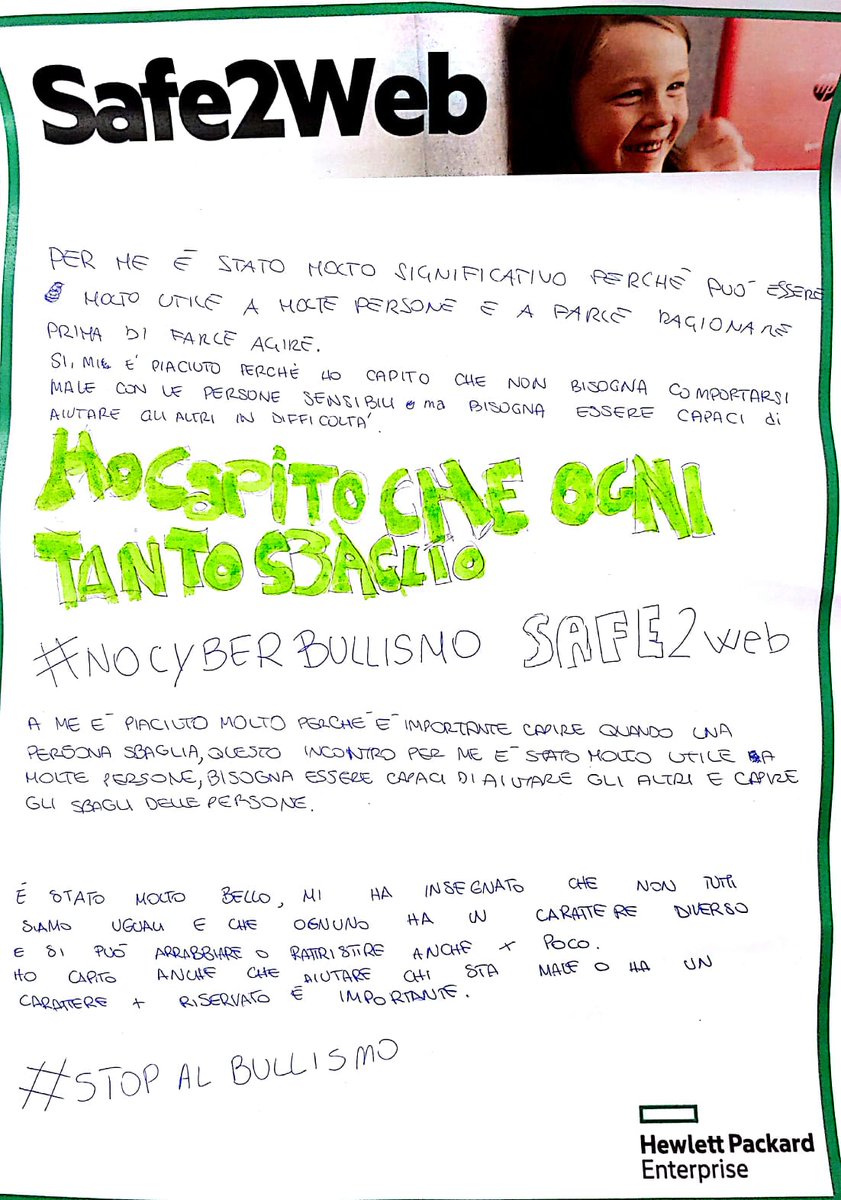 Stefano_Budoia's tweet image. Perche lo facciamo? #Safe2Web #HPE i cartelli prodotti dai ragazzi sono la miglior gratificazione! @HPE_IT @SaraTarantino79 @RRgadm @enrico_martines