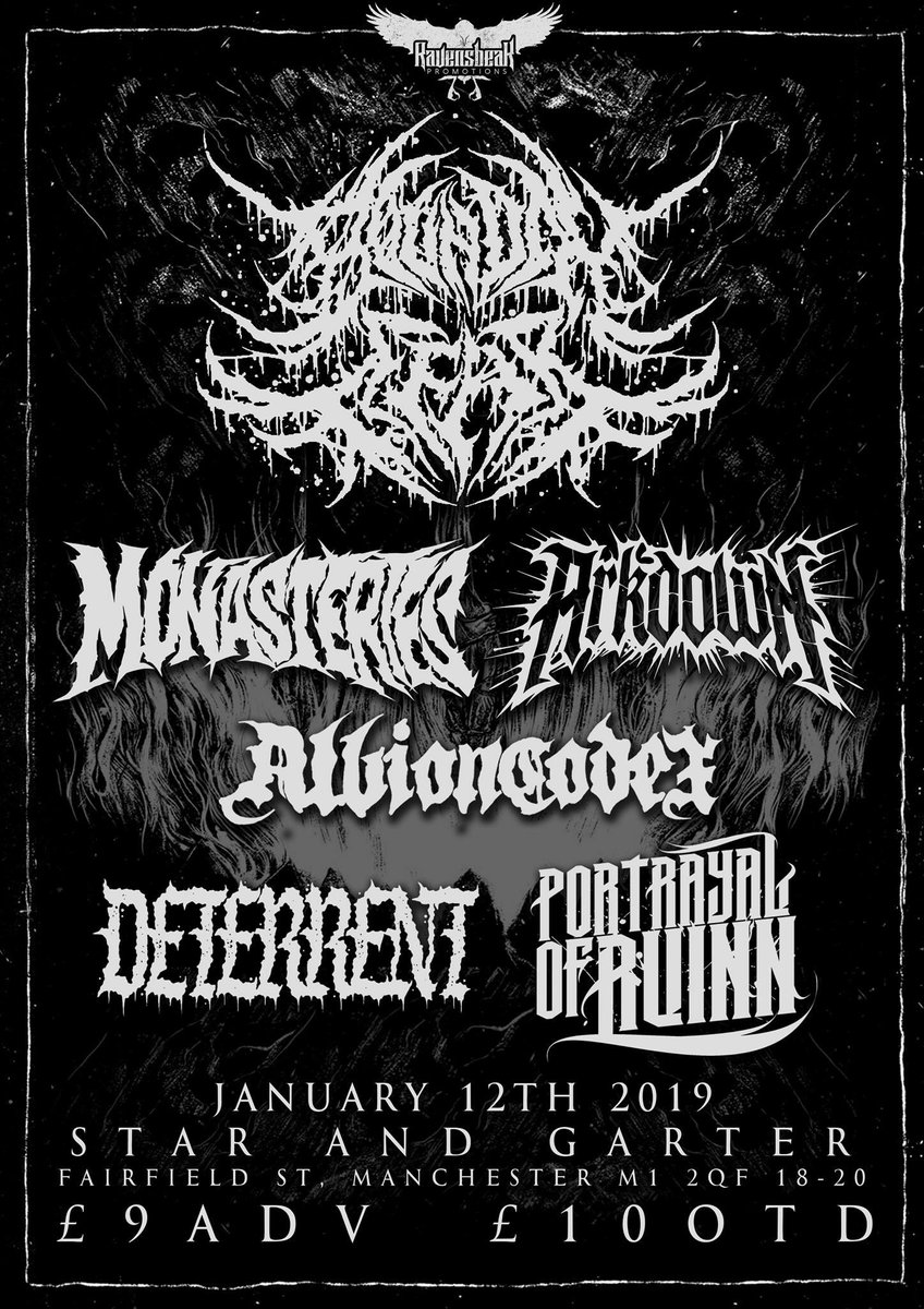 We will be kicking 2019 off right with our friends in bound in fear at the star and garter in Manchester 

facebook.com/events/2023400…

#deathcore #uktm #techmetal
