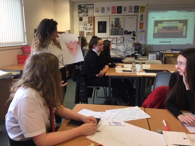 S3 pupils designing a contemporary Broughton High school logo. Lots of creative  thinking and generating innovative ideas. #BroughtonCF2018 or <a href="/BroughtonWorks/">Broughton Works</a>
