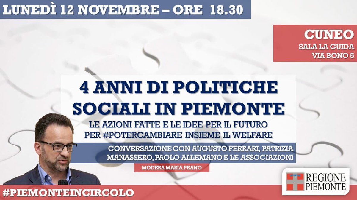 augferrari's tweet photo. Questa sera #PiemonteInCircolo fa tappa a #Cuneo.
Siamo pronti ad ascoltare una nuova realtà locale.
#potercambiare https://t.co/mPI4xzLSMm