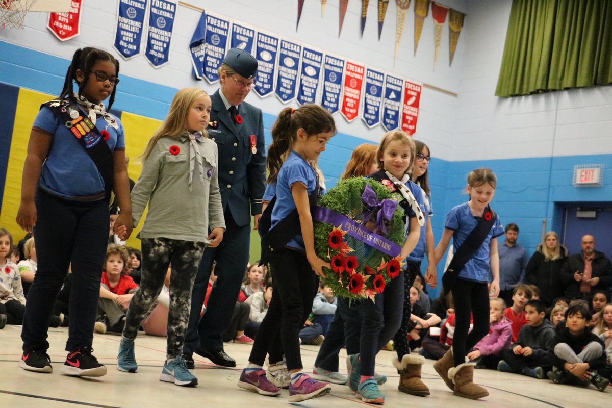 McM_MsT's tweet photo. 'A pittance of time' during the presentation of our wreath during Remembrance Day assembly #lestweforget @tdsb #RememberanceDay2018 #Remember100 @McMurrichParent @TDSB_Colin https://t.co/Hd0qbyDHI5