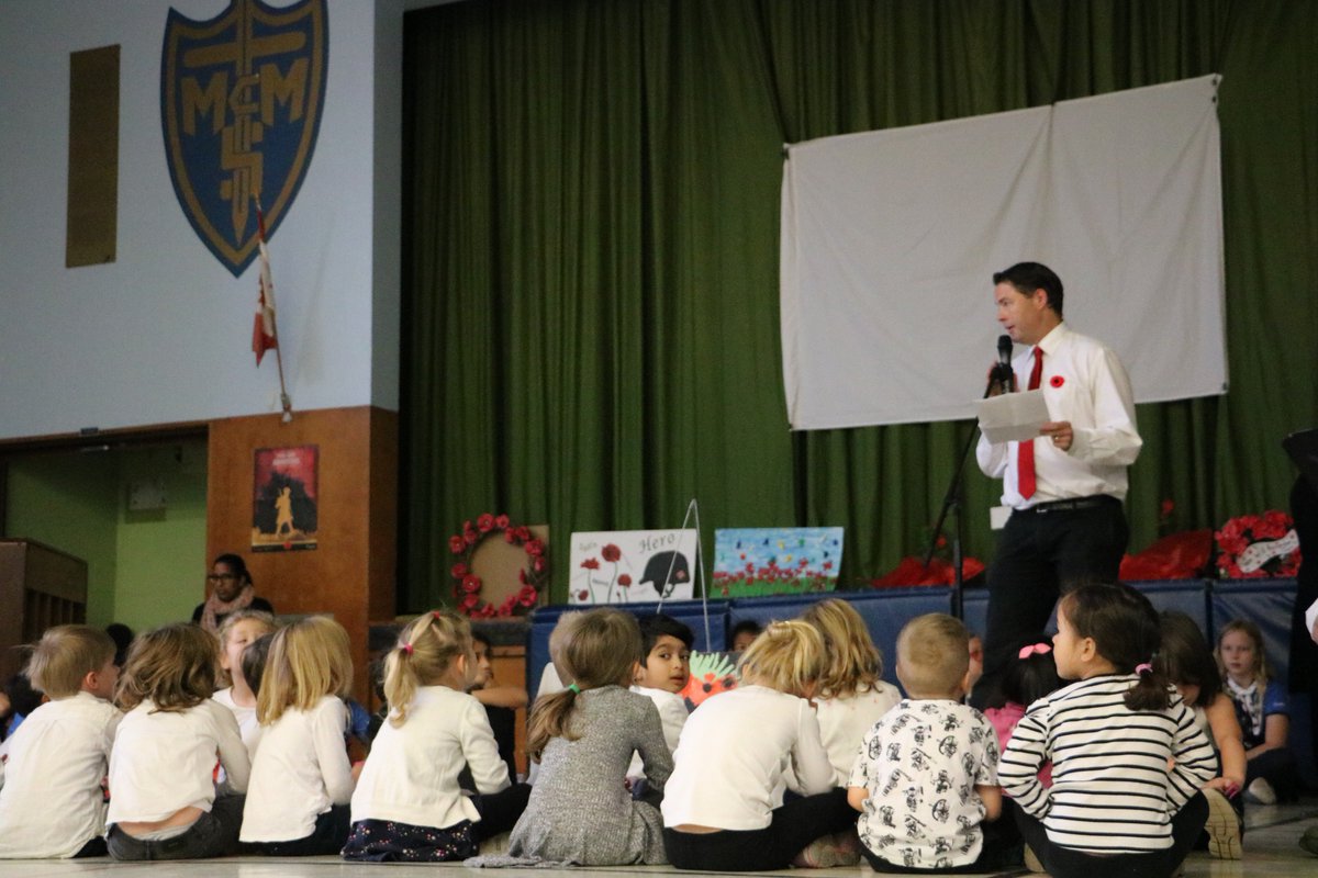McM_MsT's tweet photo. TY to all our staff, students and school community for joining us today #LestWeForget #RemembranceDay2018 #Remember100 @tdsb @TDSB_Colin @McMurrichParent #CanadaRemembers Thank you Mr Pinkney for sharing your family story and Ms Issenberg for paying tribute to Indigenous Veterans https://t.co/NoCIr6g1Dx