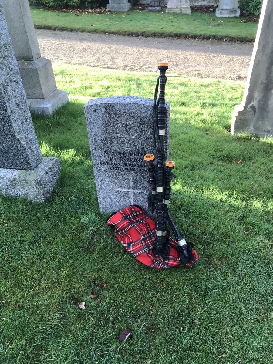 11.11.18  yesterday I played my pipes at the grave of Robert Hamilton  a Elgin born footballer  who went on to captain The Glasgow Rangers  all time great for the club , sadly lying in a unmarked grave in Elgin cemetery RIP   RC
