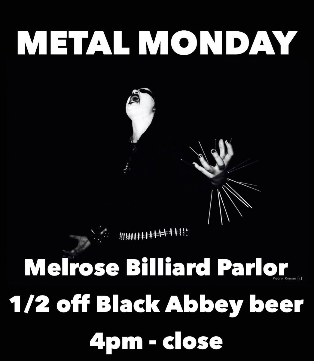 If you want your day to be both gloomy AND doomy... <a href="/BlackAbbeyBrew/">Black Abbey Brewing</a> Metal Monday at <a href="/DirtyMelrose/">DirtyMelrose</a> tonight.