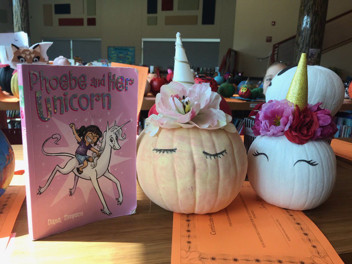 library_soe's tweet image. Celebrating Literacy with Character Pumpkins