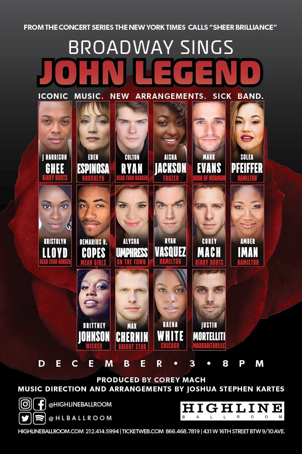 BroadwaySings's tweet photo. another CONTEST! retweet this photo to be entered in a random drawing to win a free SRO ticket to our BROADWSY SINGS JOHN LEGEND concert at @HLBallroom on 12/3. winner will be drawn Friday ♥️ https://t.co/oWINtfUeei https://t.co/LuwaCzHysi