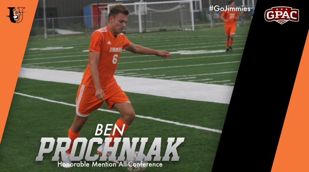 JimmieAthletics's tweet photo. Congratulations to Ben Prochniak of @UJMSoccer on earning 2018 GPAC Honorable Mention honors! #GoJimmies https://t.co/wpF1F8ylvI