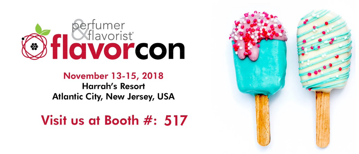 Flavourmaker's tweet image. Heading to #AtlanticCity for #PerfumerandFlavorist #Flavorcon. Come and see us at Booth 517 and try our amazing #OmegaSweet, a 100% #natural sweetener system