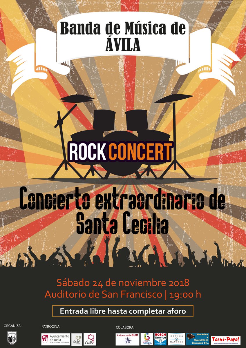 BandaDeAvila's tweet photo. ¡Os presentamos nuestro cartel!

Y sí, la temática es ROCK. 🎸 Rock de ayer y hoy, ¡arreglos de los mejores temas que todos conocemos interpretados por la Banda de Ávila!🎷🎺🎹

Será un concierto muy divertido y ameno, para toda la familia

En el cartel está toda la información https://t.co/OpfSZx1bGG