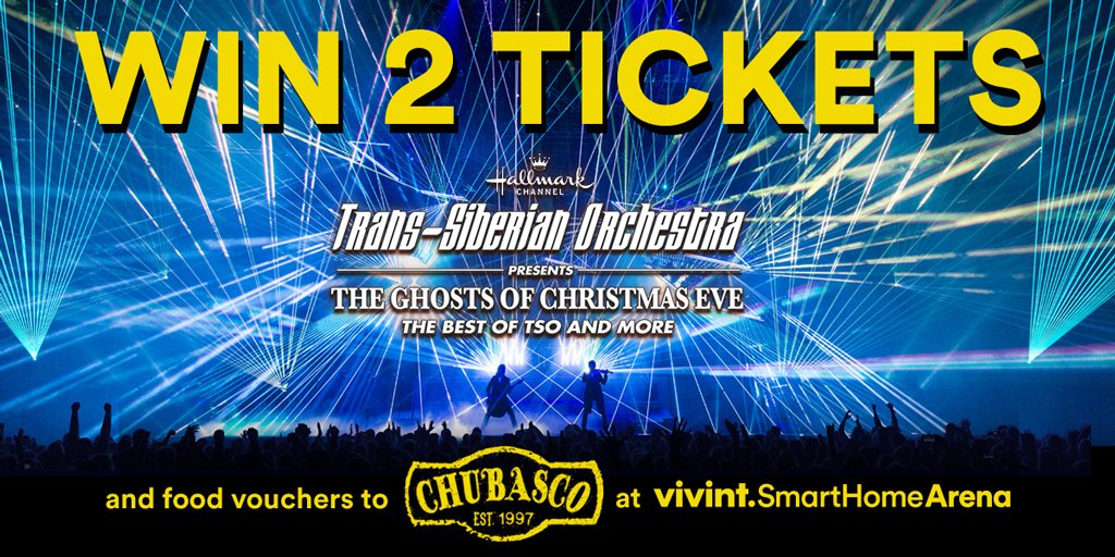 GIVEAWAY: Win 2 tickets to see <a href="/trans_siberian/">Trans-Siberian Orchestra</a> orchestra on November 20th at 8pm and $40 to El Chubasco for dinner in the arena! 
To enter:
1⃣Follow @vivintarena 
2⃣RT
3⃣Tag a friend