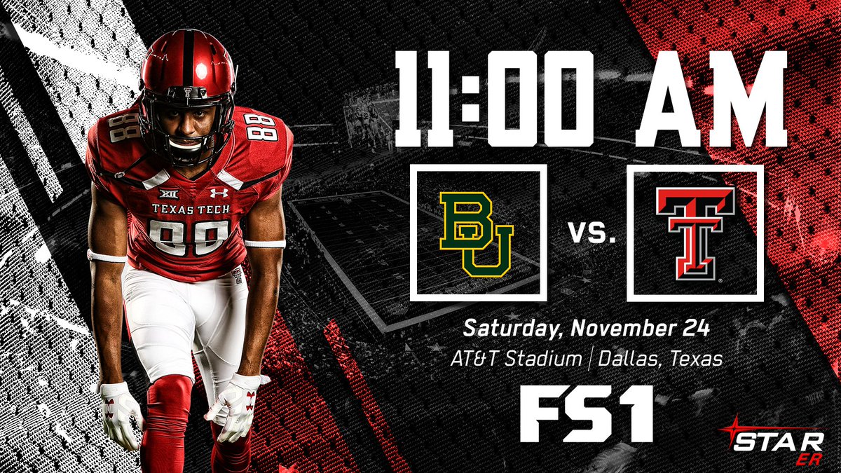 TexasTechFB's tweet image. The time and network for our final regular season game are locked in.

🔴#WreckEm⚫️