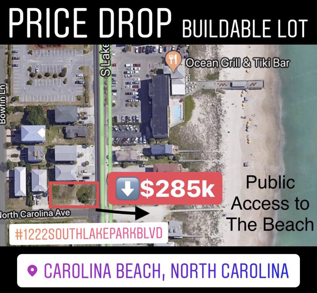 Price Drop, Buildable Lot, Walk to The Beach #beach #carolinabeach #buildablelot #realestate #forsale @CarolinaBeachNC @ilmRealtor_Paul @HockadayRealty