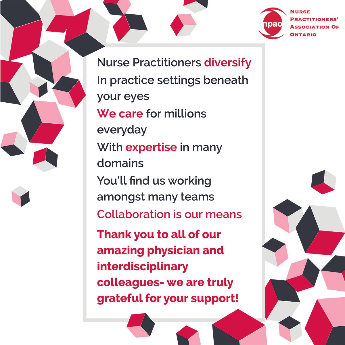 Happy #NPWeek to >3400 nurse practitioners who provide high-quality #healthcare to millions of Ontarians