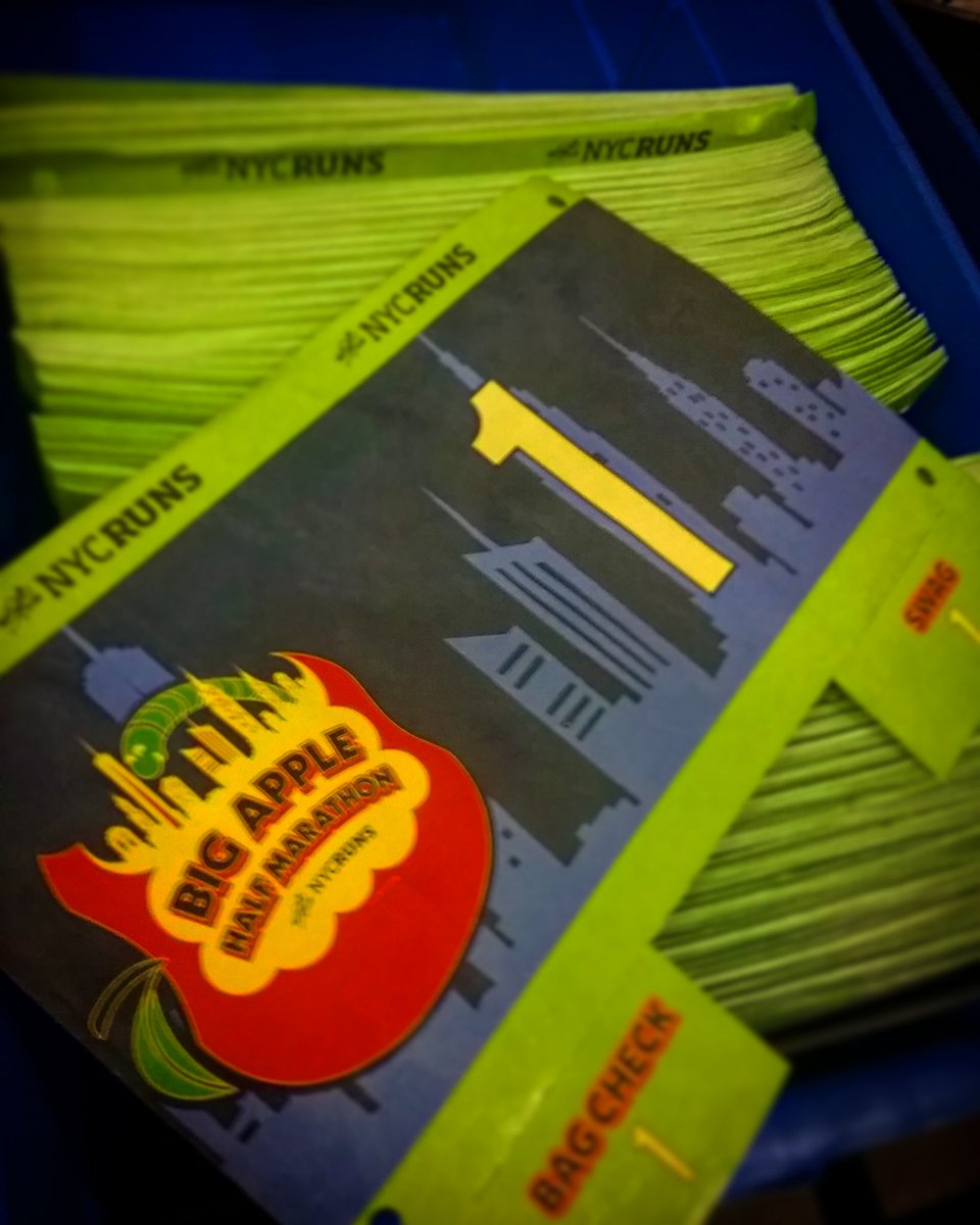 NYCRUNS's tweet image. Well, hello beautiful!

The #BigAppleHalfMarathon bibs are hot off the presses with a new bib smell.

Medals arrive later this week! 
🍎🍎🍎🍎🍎🍎🍎🍎🍎🍎🍎