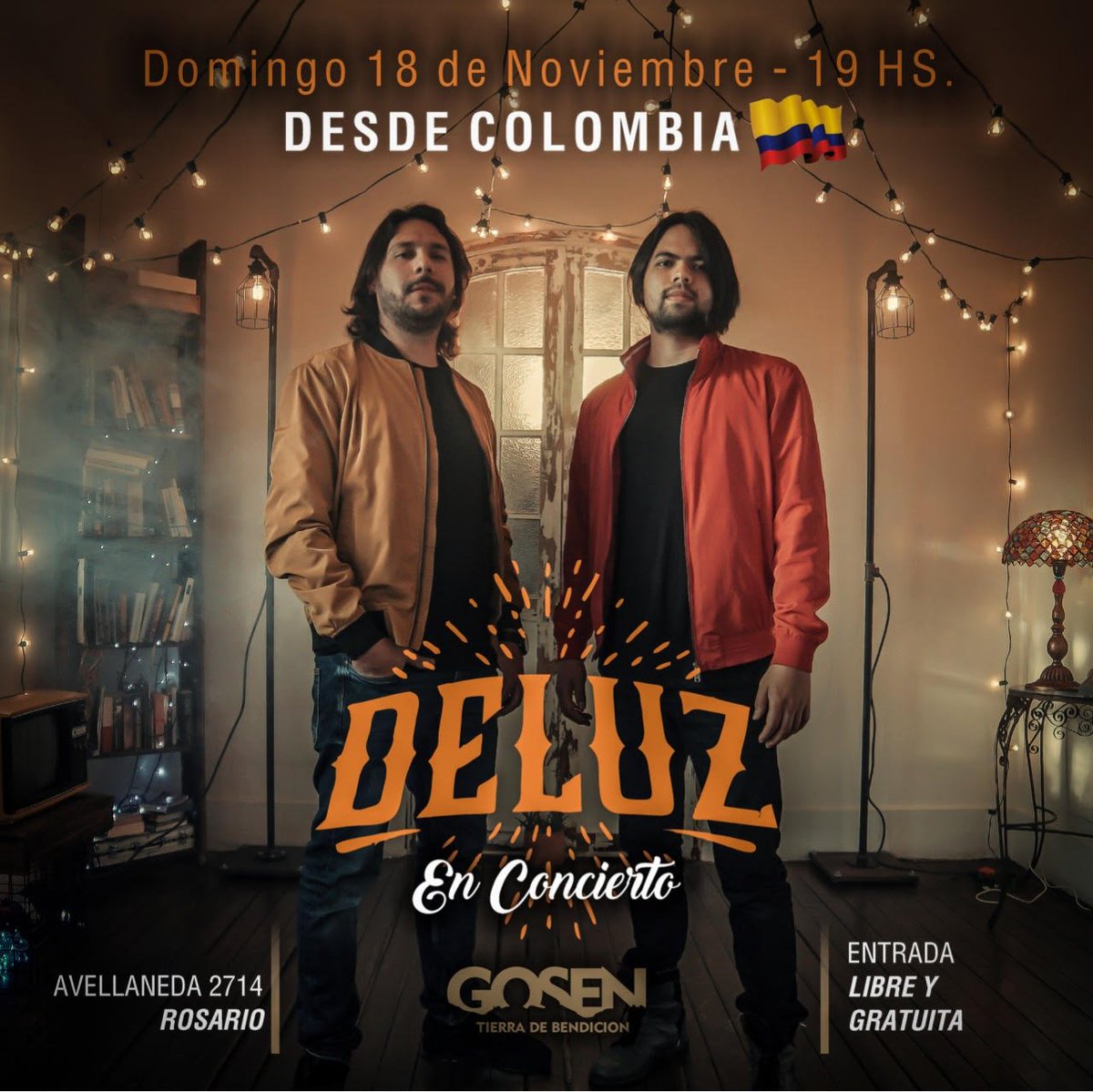 DeLuzOficial's tweet photo. ¡Argentina! 🇦🇷️
Mañana estaremos en Rosario, Santa Fe; en nuestro primer concierto en este país. 

Los esperamos en Gosén Tierra de Bendición -  Avellaneda 2714 - 18 hs. 
- Entrada libre y gratuita - 

#DeLuz https://t.co/2lDAR9c9TN
