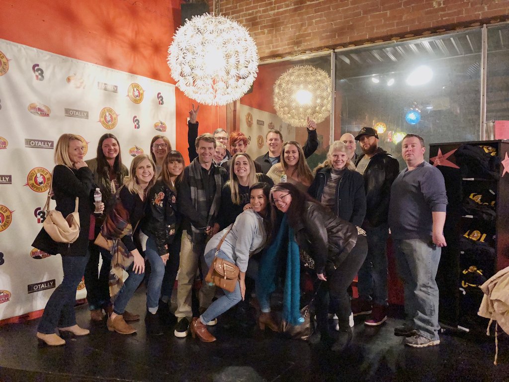 MMHFirm's tweet photo. "Work hard, play hard" are words we live by at MMH!  💪🤣
On Saturday night, about half of our staff made it out for a fun night starting with dinner @tinlizzyscantina in Midtown followed by a show at Whole World Improv Theatre!  This group knows how to have fun!  #mmhfirm https://t.co/EHWrnroJhs