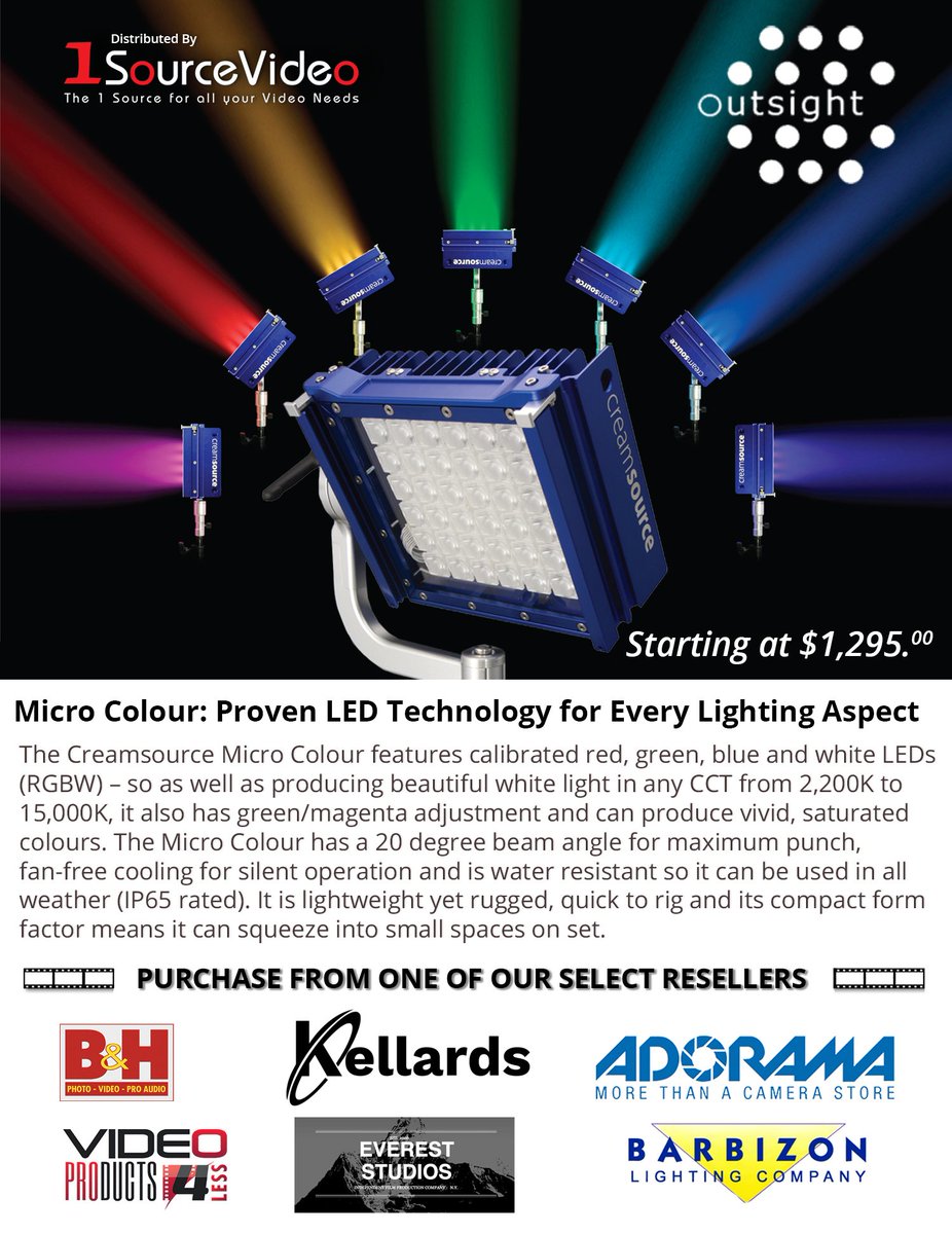 1sourcevideo's tweet image. The Creamsource Micro Colour from @OutsightGlobal features calibrated red, green, blue and white LEDs (RGBW) that can produce vivid, saturated colours. #Outsight #1SourceVideo #Creamsource #DefiningDistribution #BandH #VP4L #Adorama #Barbizon   #Kellards #EverestStudios