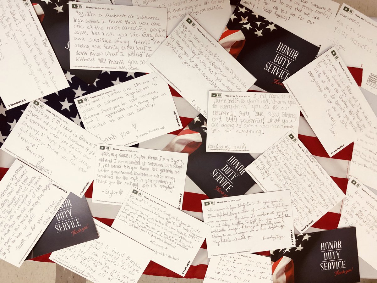 Jr. High students <a href="/SatsumaSchools/">Satsuma Schools</a> <a href="/SatsumaHS/">SHS</a> say thank you to all veterans for your honor, duty, and service! #veteransday2018