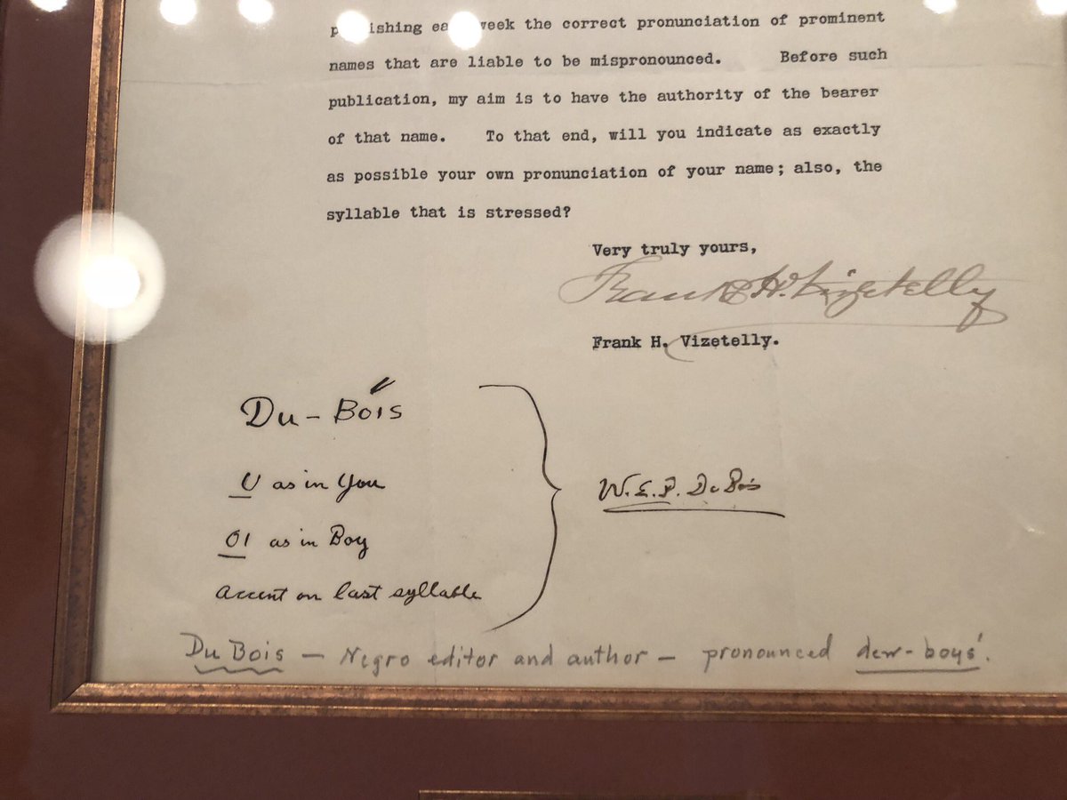 Check out this little gem of an artefact. It’s a letter to W. E. B. Du Bois that he has annotated with handwritten instructions on how to pronounce his name. Thanks to our friends at the Du Bois Center in Great Barrington for showing us this! #dubois150 #dewboys #livinghistory