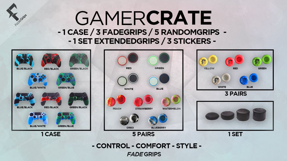 FadeGrips's tweet photo. Set yourself up with all the gaming necessities! Get a Gamer Crate today at https://t.co/t30bodmNC8 https://t.co/oubjX9yrP8