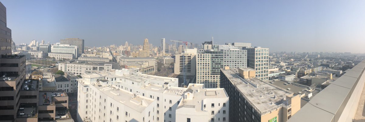 coachpdoherty's tweet image. View of San Francisco looking East and North as fires rage in CA which affects sight lines and the view of the Bay Area. Smoke fire haze from as far as 250 miles away. #fires #wildfires #norcalfire #firefighters