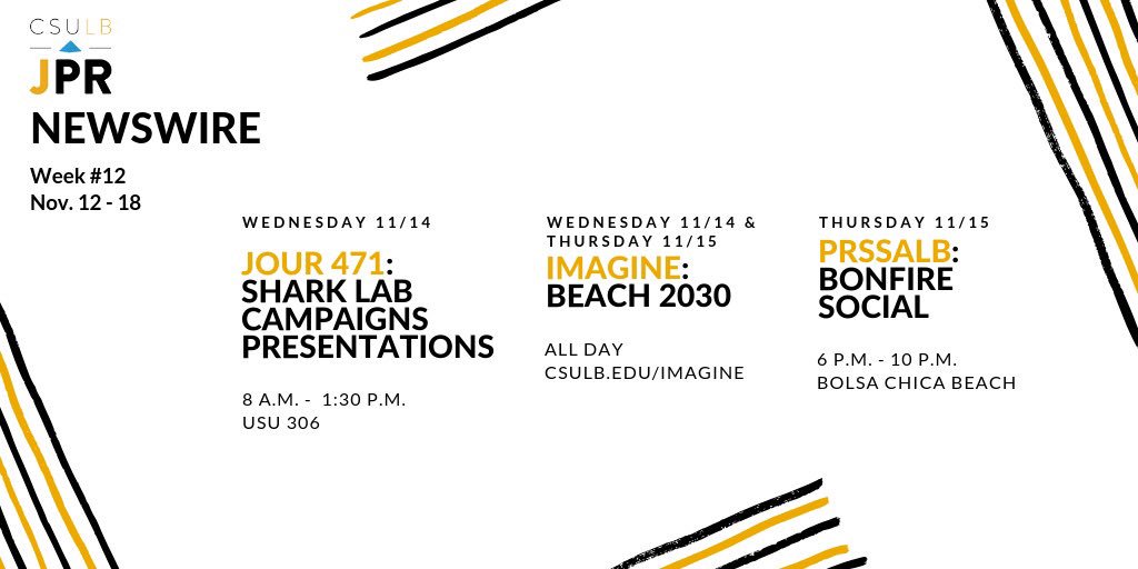 CSULBJPR's tweet image. It’s the last week before Fall break! Let’s get active with these on-campus and online events for #week12. #PRSSALB #ImagineBeach2030 #campaigns