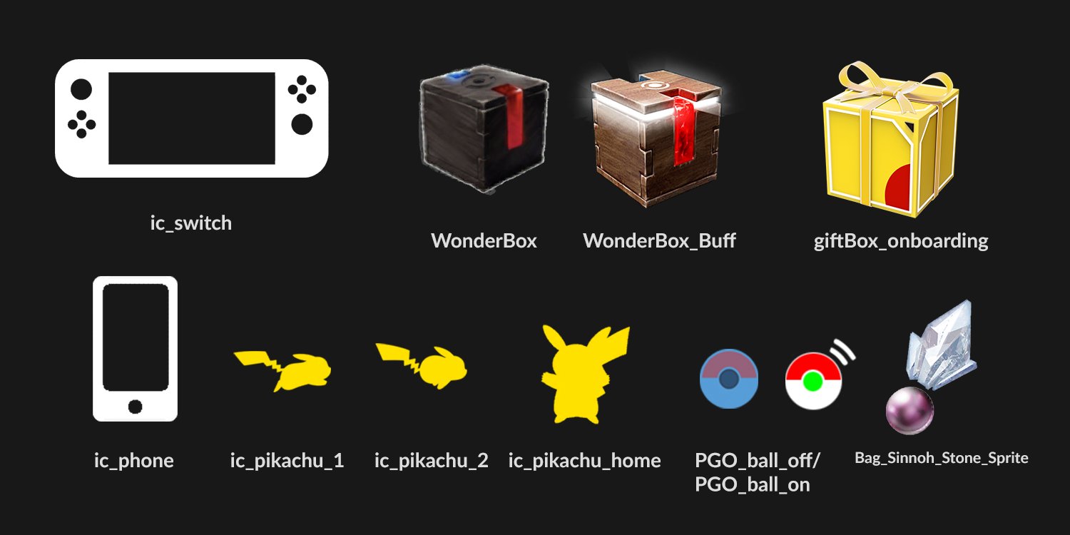 Leek Duck En Twitter To Summarize The New Assets Switch And Phone Icons Pikachu Icons Probably A Loading Animation The Pokemon Go Plus Icon Got Changed Two Boxes