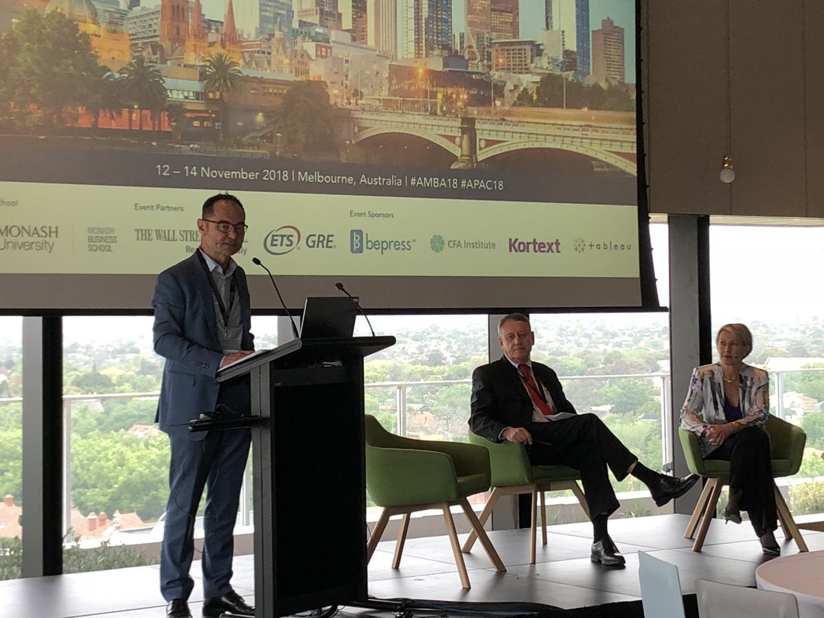 Assoc_of_MBAs's tweet photo. Richard Hall Deputy Dean Leadership &amp; Exec Education @MonashBusiness is joined by Bob O’Conner Exec Director @QUTBusiness &amp; Anne Lytle Director of Leadership @MonashBusiness to discuss #Leadership, #ethics and decision making in complex, stressful times #APAC18 #AMBA18 https://t.co/gqmqIlmy4j