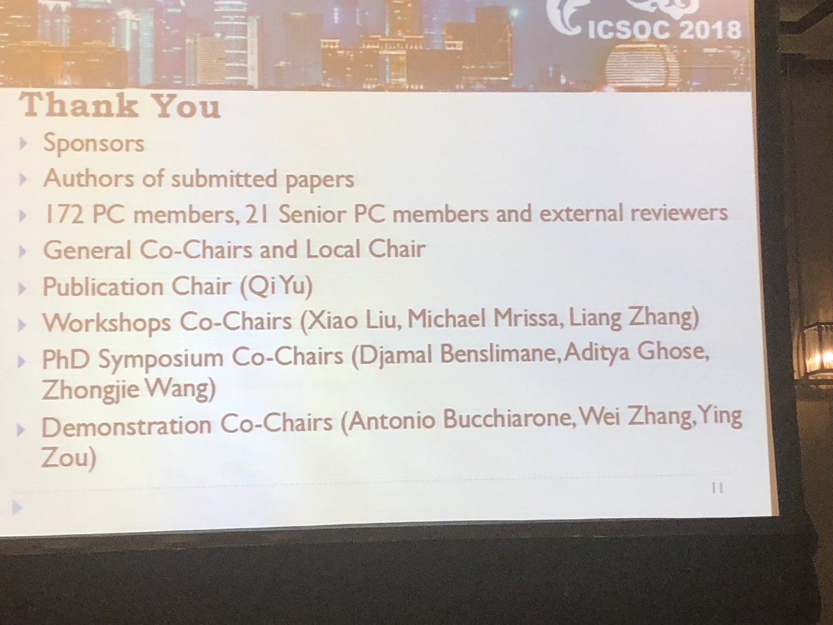 antbucc's tweet photo. Numbers and Thanks by prof. Claus Pahl @ICSOC2018 @DAS_Unit @DAS_Unit https://t.co/5FGRYIBSfR