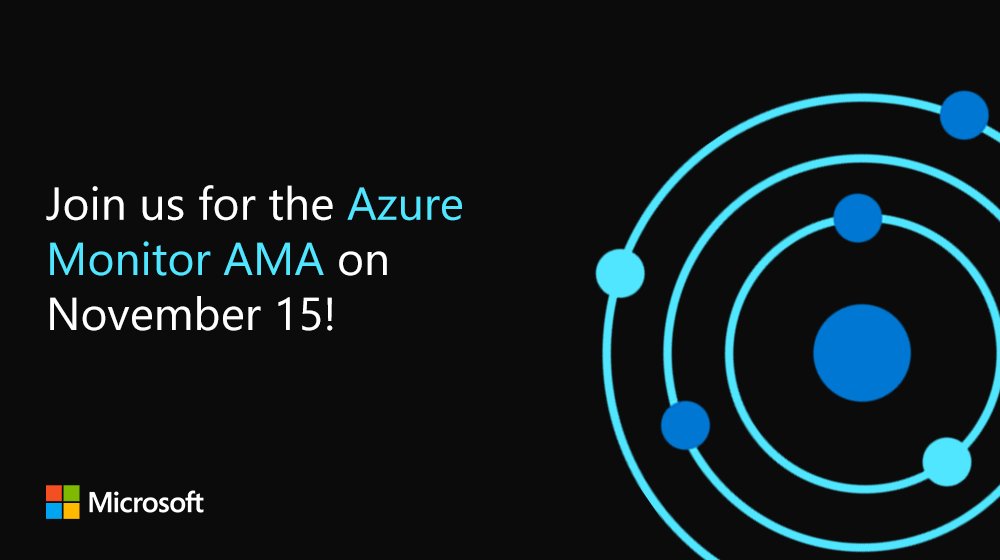 Azure's tweet photo. Want to know more about #Azure Monitor? Join @AzureSupport and the @AzureMonitor team this Thursday at 8:30am PT for the #AzureMonitorAMA! Learn how to get involved here: https://t.co/YJNP566rEW https://t.co/pTAyOfAfj4