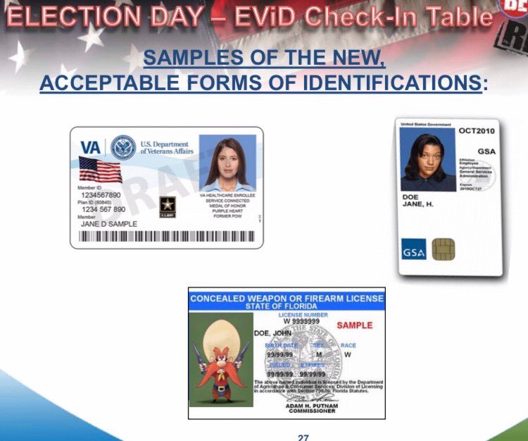 doug_hanks's tweet photo. I’m ending my Monday shift for #recount2018 with this screen shot from Miami-Dade’s manual for county poll workers and its example of a concealed-weapons permit. https://t.co/FiG7XDk7m7