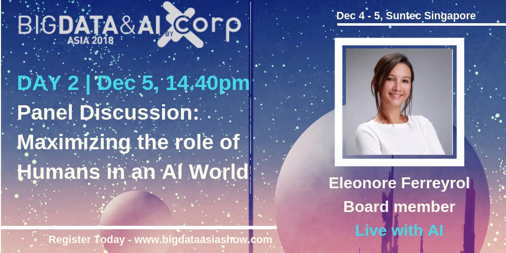 BigdataAIAsia's tweet image. Join the panel discussion with panelists from @LiveWithAI @OgilvyConsult @NanyangBizSch @NTUsg . Register bit.ly/bdaiflash before Nov.15 to avail the flash sale of 30% Discount. #BigData #ArtificialIntelligence #MachineLearning #Cognitive #DeepLearning #DataAnalytics