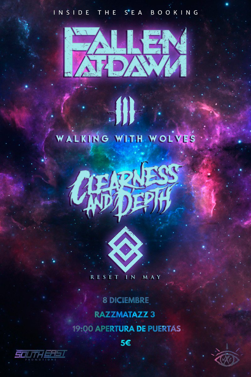 clearnessdepth's tweet image. El día 8 de diciembre a las 7 de la tarde vamos con ganas a @RazzmatazzClubs  junto a @FallenAtDawn , @3Wofficial y @ResetInMay !!!! Os esperamos con entusiasmo!!!!!
#metal #music #fest #Barcelona