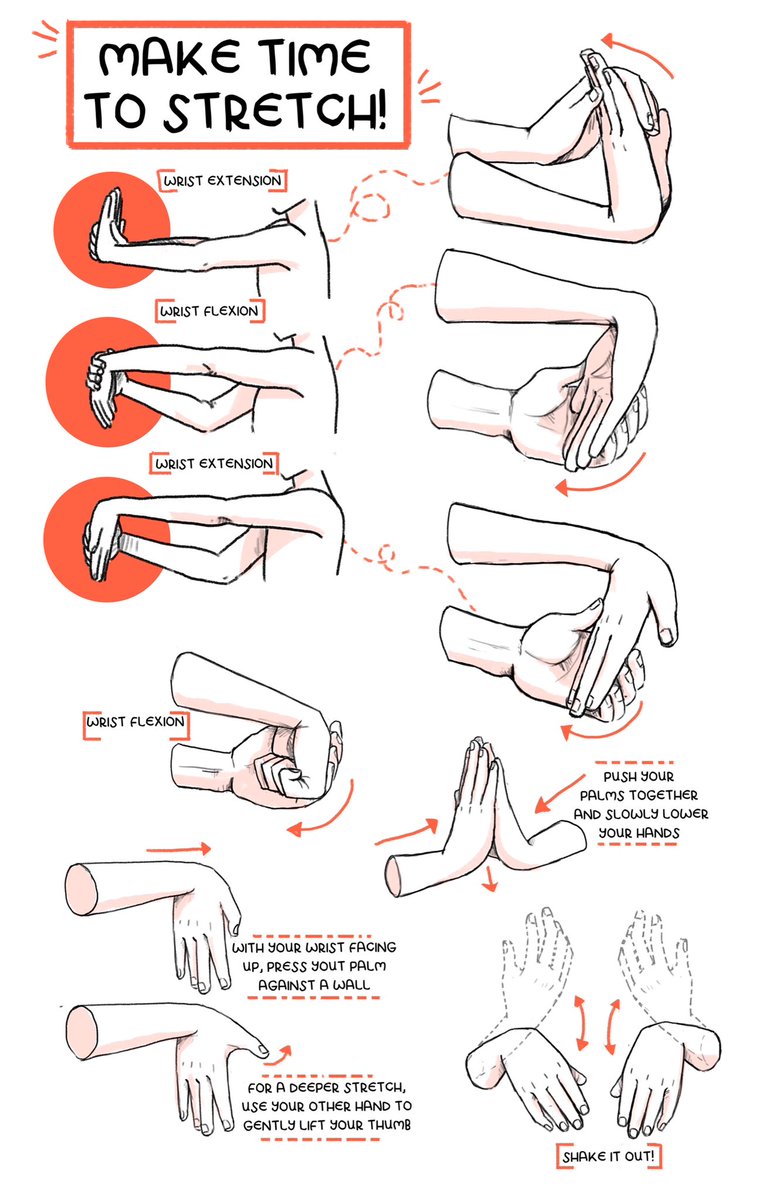 ToHDraws's tweet photo. @skitter_leaf Make sure you're getting up and stretching at least once every hour.  I've had bad wrist/arm pains for the last year or so and it's only now getting better. https://t.co/UWbZ2a2wdA